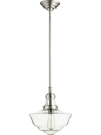 School House 12 inch Mini Pendant in Satin Nickel.